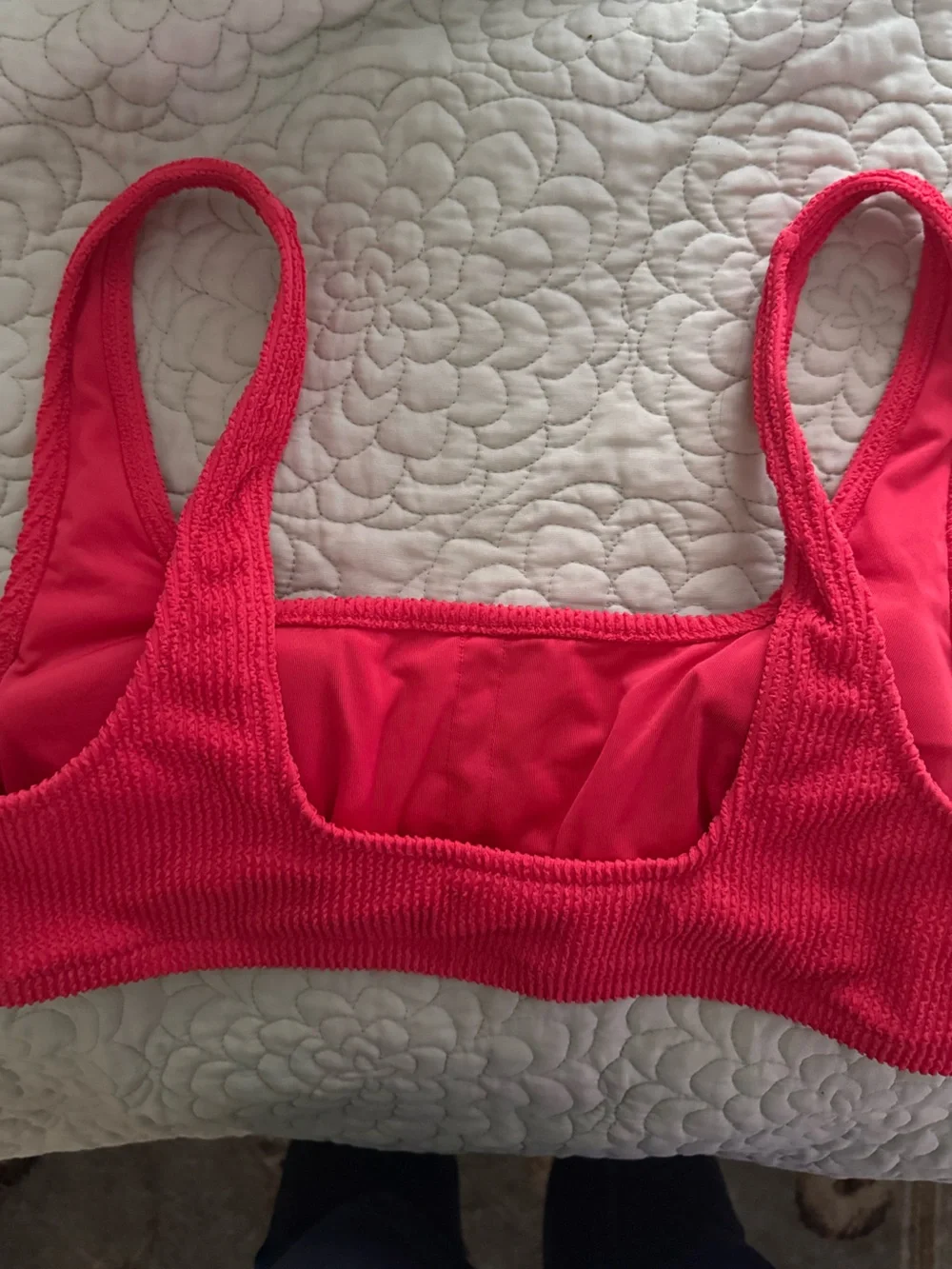 J. Crew Hot Pink scrunchie bikini top